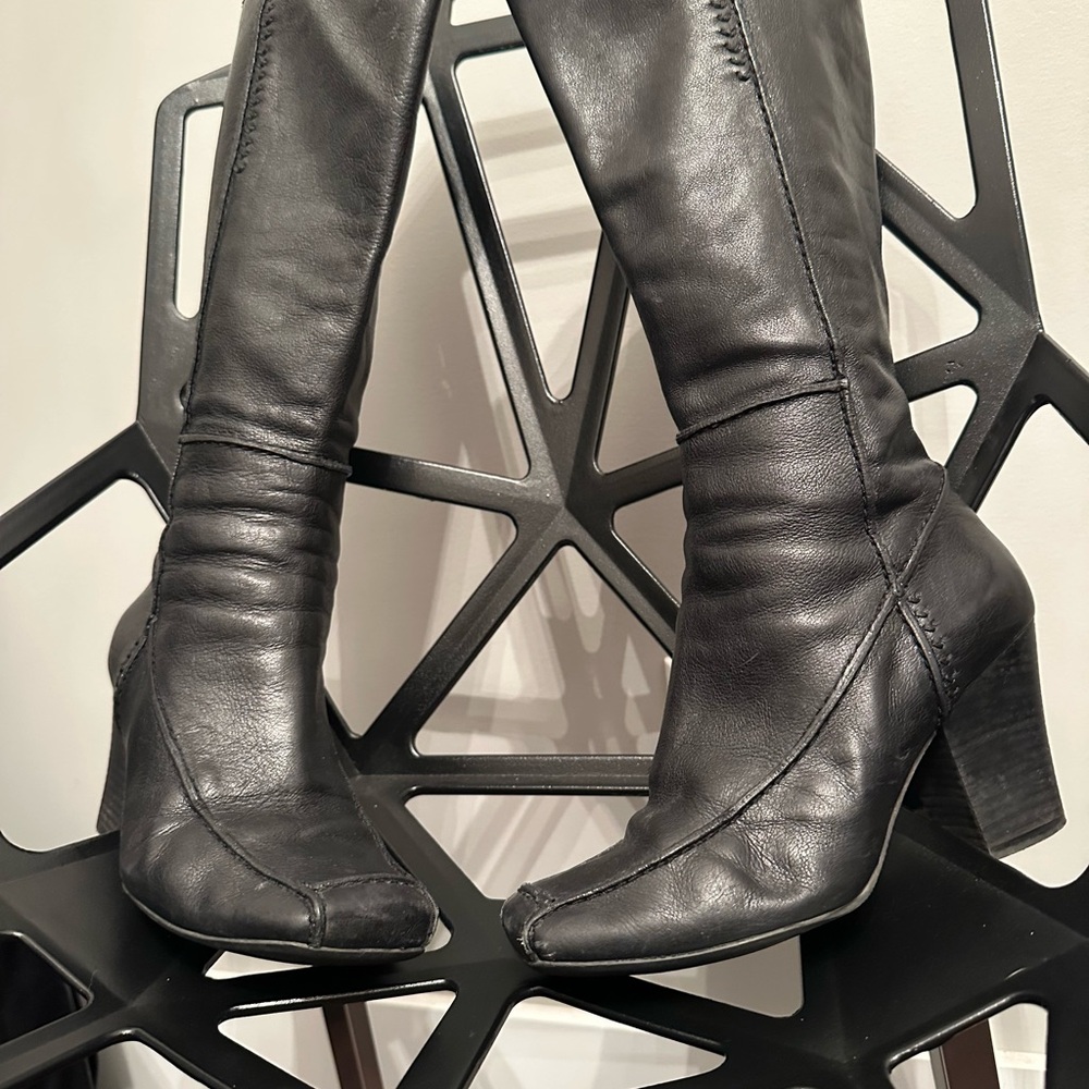 Aldo Black Heeled Leather Boots - Size 37 (6.5-7)